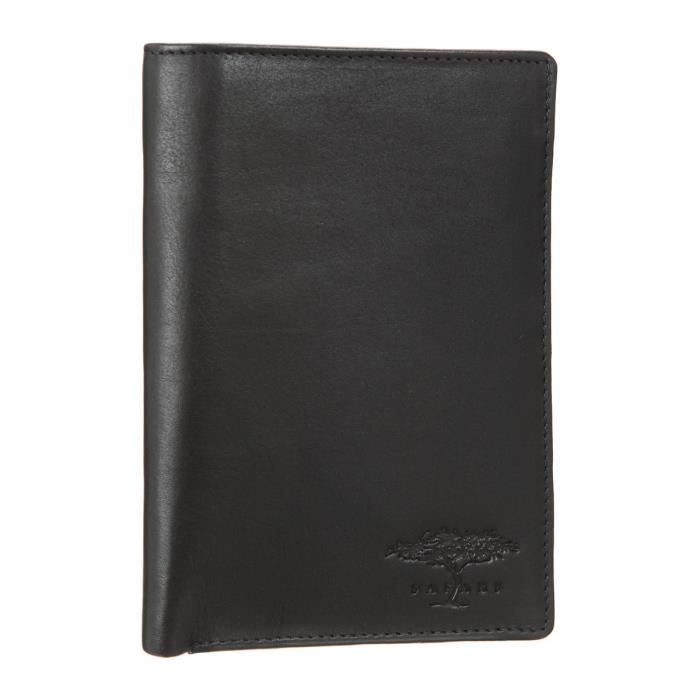SAFARI Portefeuille - 2 Volets - Cuir - 10,5x15 cm - Noir