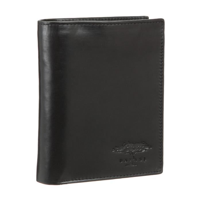 SAFARI Portefeuille Euro - 3 Volets - Cuir - 10x13 cm - Noir