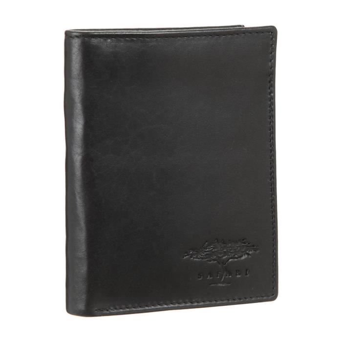 SAFARI Portefeuille Junior - 2 Volets - Cuir - 10x12 cm - Noir