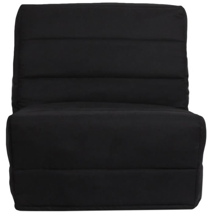 ROMA Banquette convertible BZ 1 place - Tissu noir - Contemporain - L 80 x P 96 cm