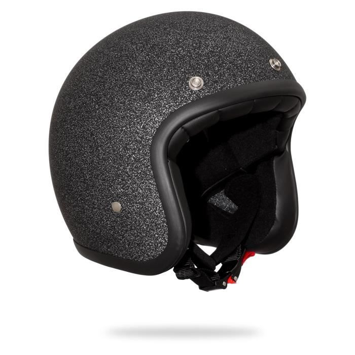 STORMER Pearl Casque Jet Noir Mat Pailleté Argent
