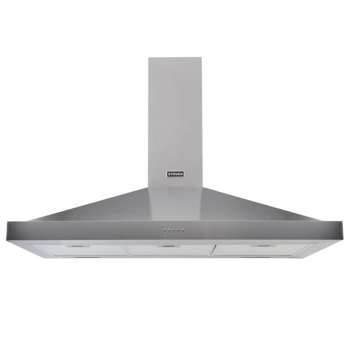 STOVES Sterling - Hotte décorative murale pyramidale - 548m3/h - 67 dbA - 3 vitesses - L 110 cm - Inox