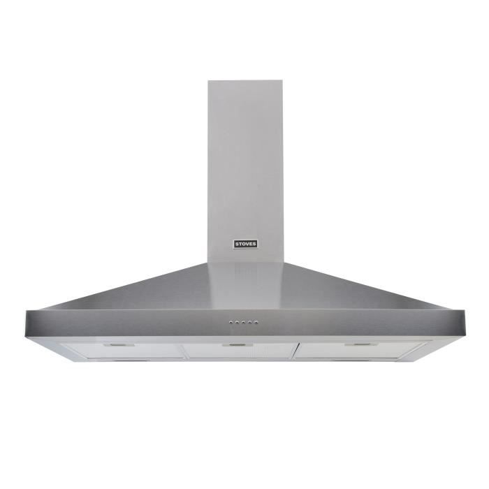 STOVES Sterling - Hotte décorative murale pyramidale - 548m3/h - 67 dbA - 3 vitesses - L 90 cm - Inox