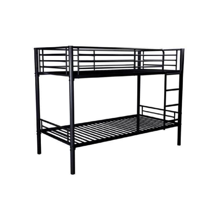 FINLANDEK Lit superposé enfant LEIJONA - Style contemporain - En tubes d'acier laqués époxy noir - l 98 x L 200 cm