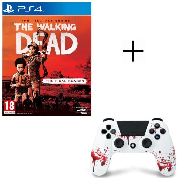 The Walking Dead : The Final Season Jeu PS4 + Manette Bluetooth Zombie Under Control avec Prise Casque