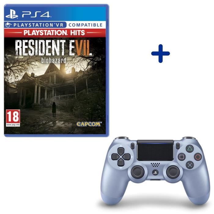 Resident Evil VII PlayStation Hits + Manette DualShock 4 Titanium Blue