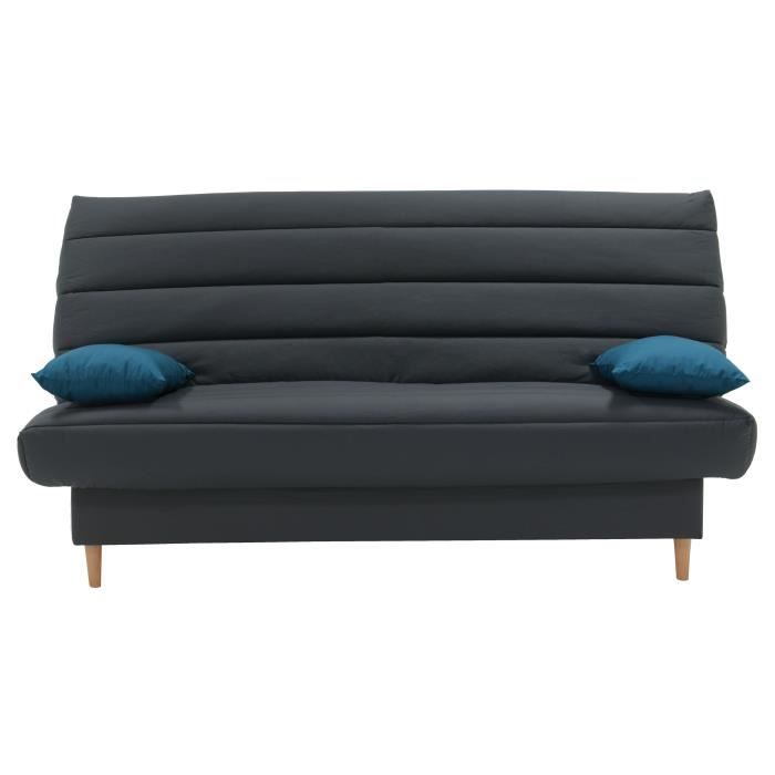LIV Banquette clic clac 3 places - Tissu anthracite - Slyle scandinave - L 190 x P92 cm