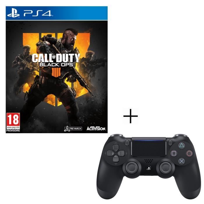 Pack Call Of Duty Black Ops 4 + Manette PS4 DualShock 4 Noire V2 + Voucher Fortnite
