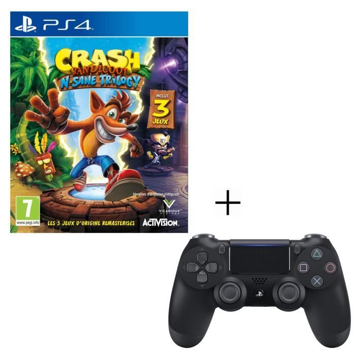Pack Crash Bandicoot N-SANE Trilogy + Manette PS4 DualShock 4 Noire V2 + Voucher Fortnite