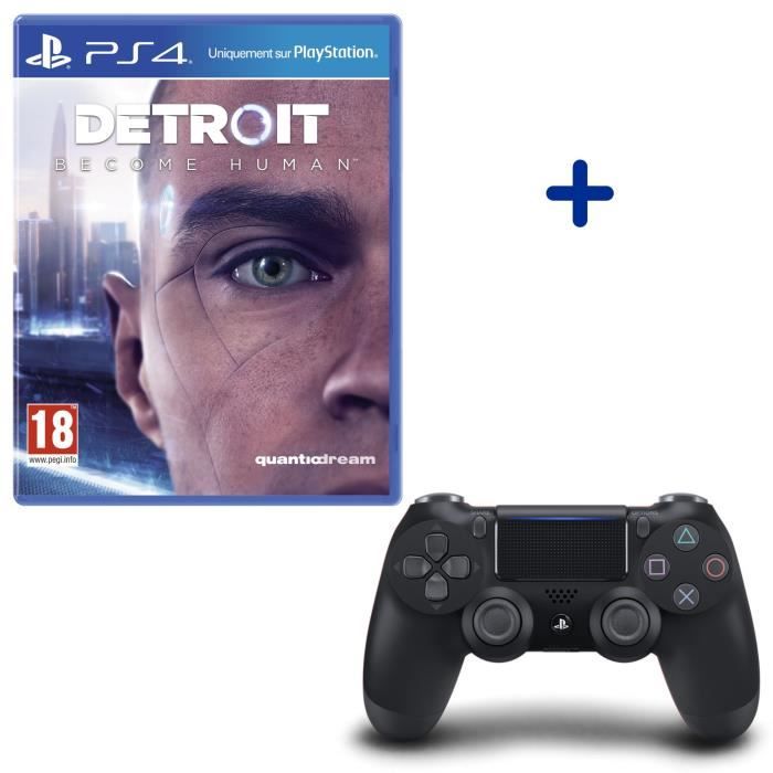 Pack Detroit Become Human + Manette PS4 DualShock 4 Noire V2 + Voucher Fortnite