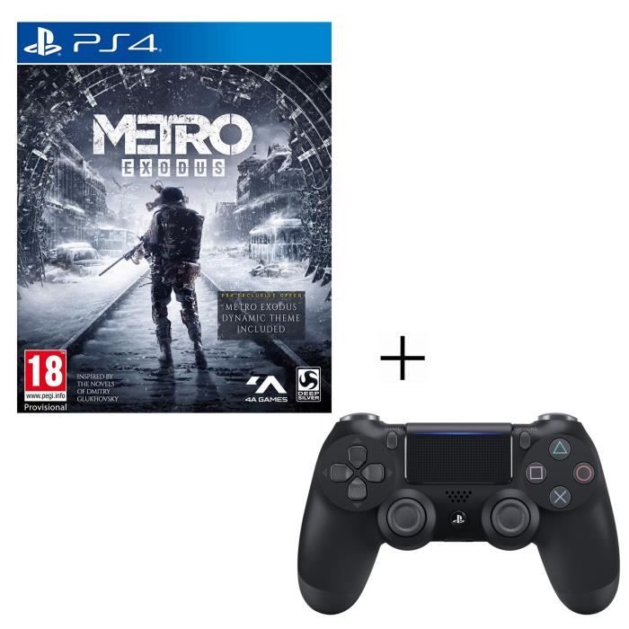 Pack Metro Exodus + Manette PS4 DualShock 4 Noire V2 + Voucher Fortnite