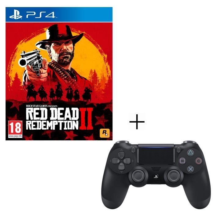 Pack Red Dead Redemption 2 + Manette PS4 DualShock 4 Noire V2 + Voucher Fortnite