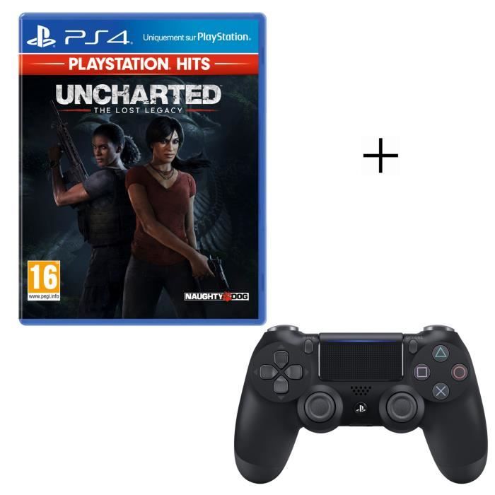 Pack PlayStation : Uncharted: The Lost Legacy PlayStation Hits + Manette PS4 DualShock 4 Noire V2 + Voucher Fortnite