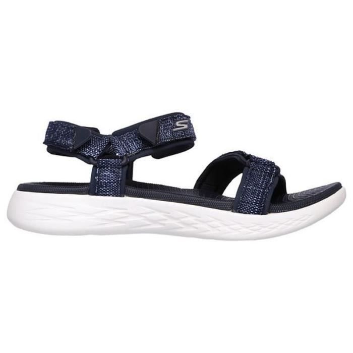 SKECHERS Sandales Onthego 600 Radiant - Femme - Bleu marine et Blanc