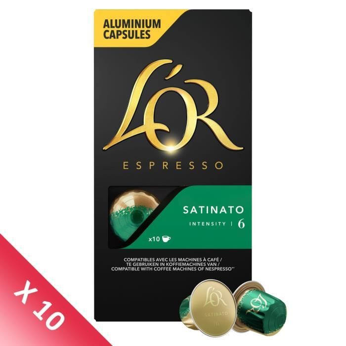 L'OR ESPRESSO Café Satinato Intensité 6 - 10 paquets de 10 capsules en aluminium