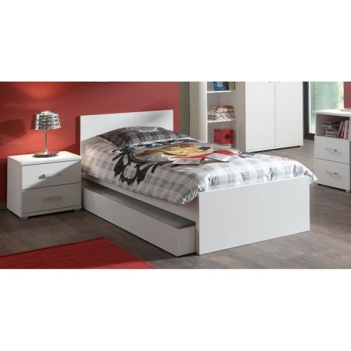 MILAN Ensemble lit enfant + chevet blanc