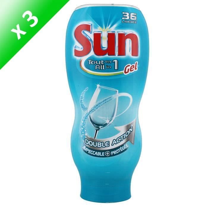 SUN Gel lave vaisselle tout en 1 Turbo - 36 lavages - Lot de 3