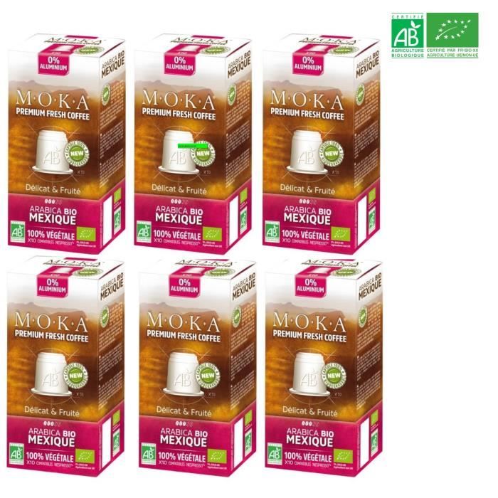 MOKA 60 capsules de café Arabica Mexique - Bio - Compatibles avec le système Nespresso®*