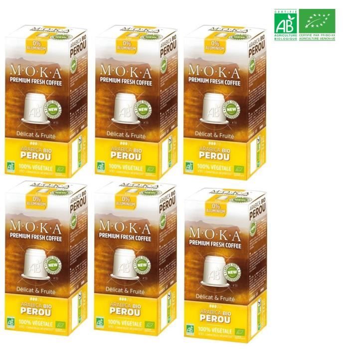 MOKA 60 capsules de café Arabica Pérou - Bio - Compatibles avec le système Nespresso®*