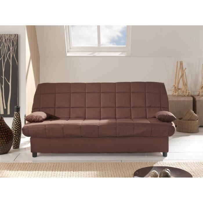 STARO Banquette clic-clac 3 places - Tissu chocolat - Style contemporain - L 185 x P 88 cm