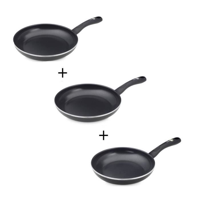 GREENPAN VELVET Lot 3 poêles dont une offerte