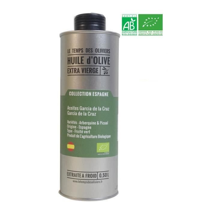 LE TEMPS DES OLIVIERS - Huile d'olive Extra Vierge BIO Extraite à froid Collection fruitée - 50 cl