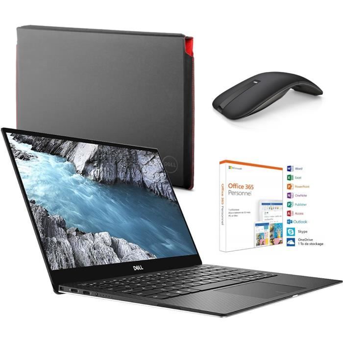 Pack DELL : PC Portable DELL XPS 13 9370 + Microsoft Office 365 Personnel + Sacoche ordinateur portable + Souris Bluetooth WM615