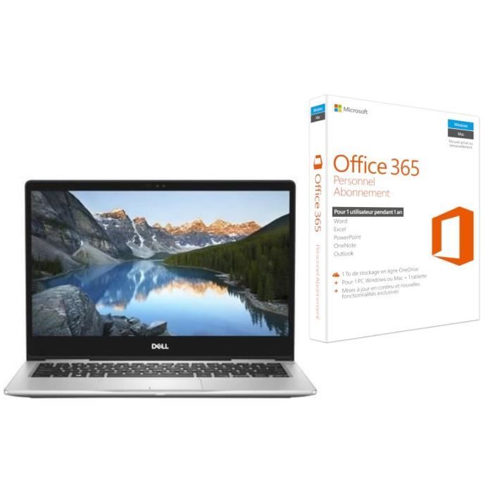 Ordinateur Ultrabook DELL Inspiron 7000 13 pouces FHD - Core i5-8250U - RAM 8Go - Stockage 256Go SSD - Windows 10 + Office 365 Perso