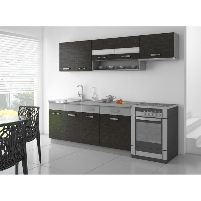 SAPHIR Cuisine complète L 2m40 - Noir et gris mat