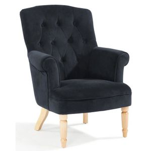 SOFIA Fauteuil capitonné en velours noir