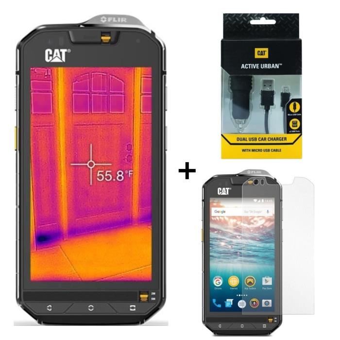 Caterpillar CAT S60 + Film de protection + Chargeur Allume-Cigare Double Usb (Noir)