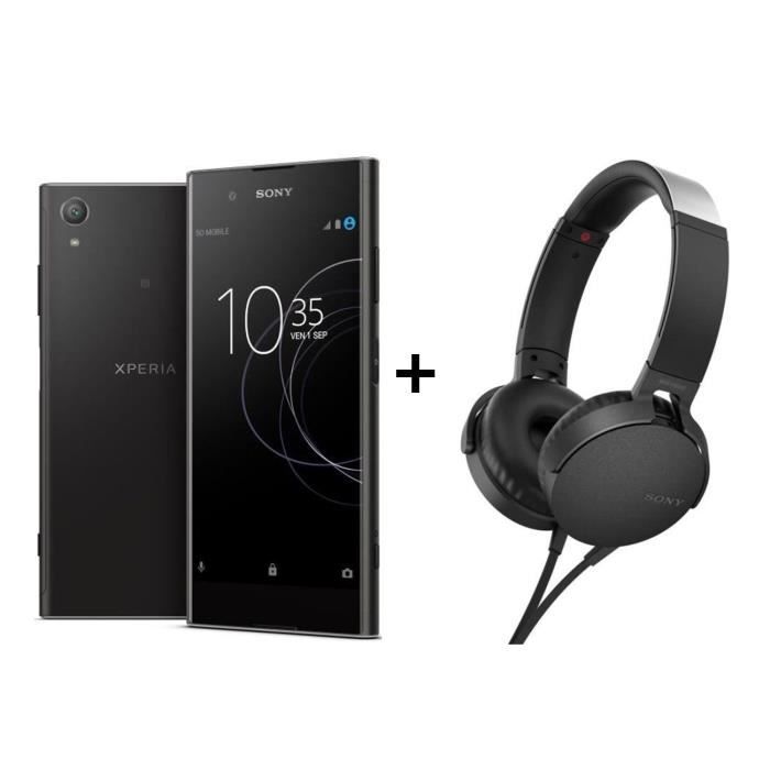 SONY Xperia XA1 Plus Noir 32 Go + Sony MDR XB550AP - Casque arceau avec micro Noir
