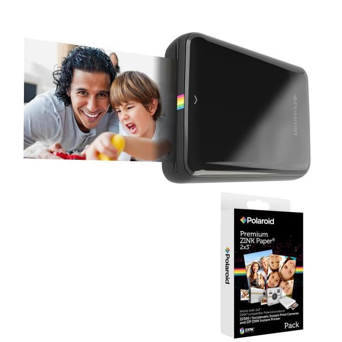 Pack POLAROID Recharge papier pour ZIP (x20p) Appareil photo instantané compact + POLAROID ZIP Noir Imprimante mobile iOS / Android