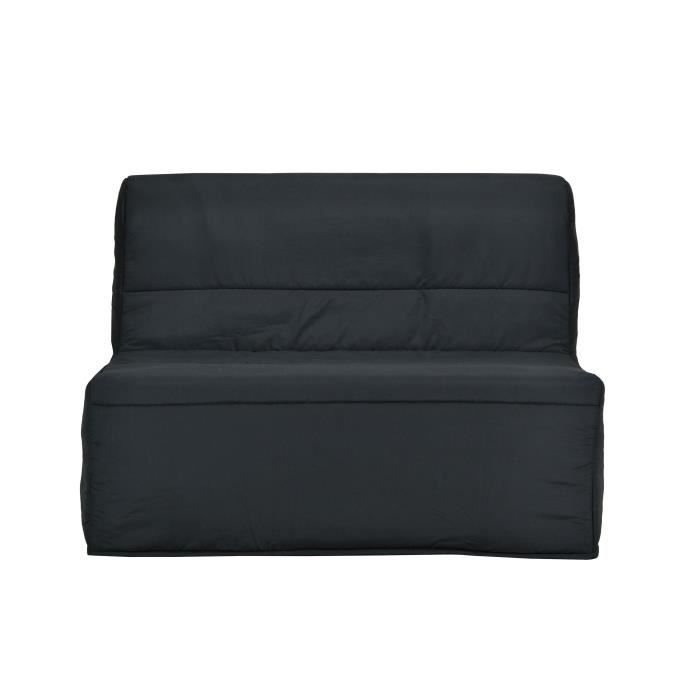 EVA Banquette BZ 120x190 cm - Tissu Noir - L 122 x P 101 x P 95 cm