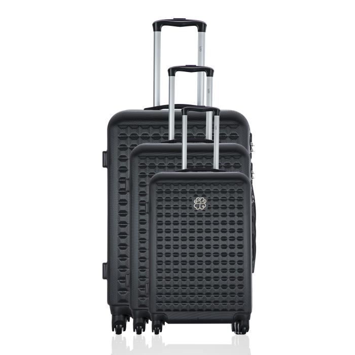 LES P'TITES BOMBES Set de 3 Valises Rigide ABS 4 Roues 50-60-69cm ANOUK Noir