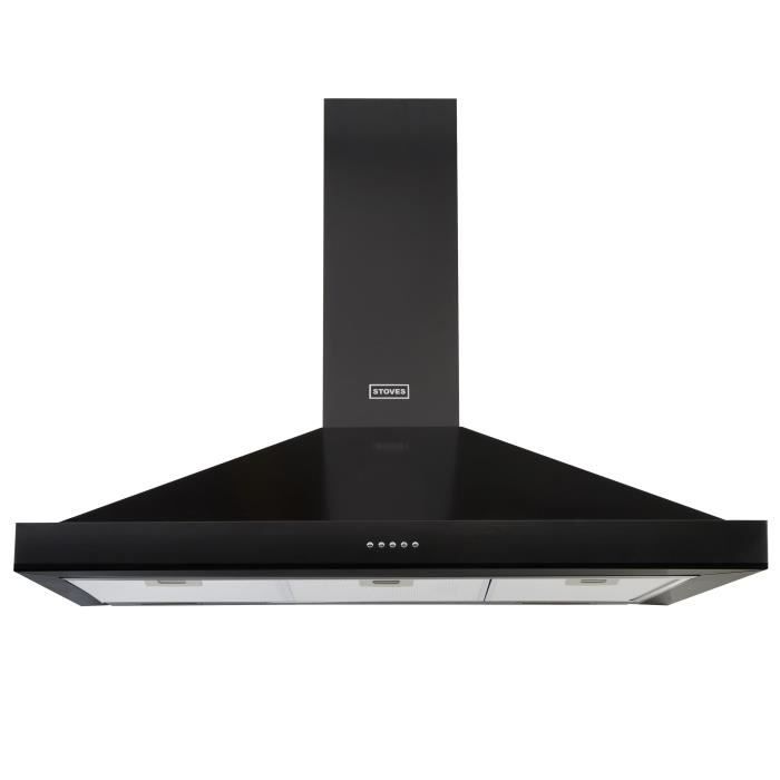 STOVES Sterling - Hotte décorative murale pyramidale - 548m3/h - 67 dbA - 3 vitesses - L 110 cm - Noir