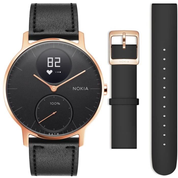 WITHINGS / NOKIA - Montre tracker d'activité STEEL HR 36MM Noir + bracelet silicone Noir