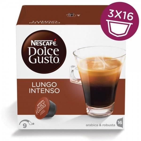 NESCAFÉ DOLCE GUSTO Lot de 3 paquets de Lungo Intenso - 3 x 16 Capsules