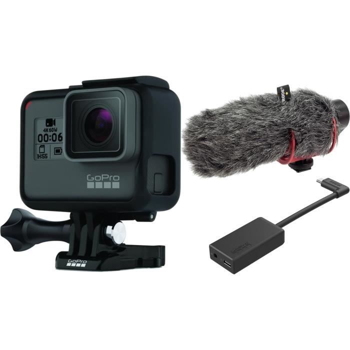 GOPRO HERO 5 Black + Microphone compact VideoMic + Adaptateur de micro 3,5 mm Pro