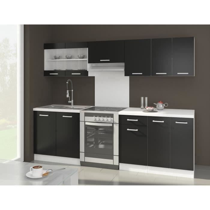 ULTRA Cuisine complète avec plan de travail L 2m40 - Noir mat