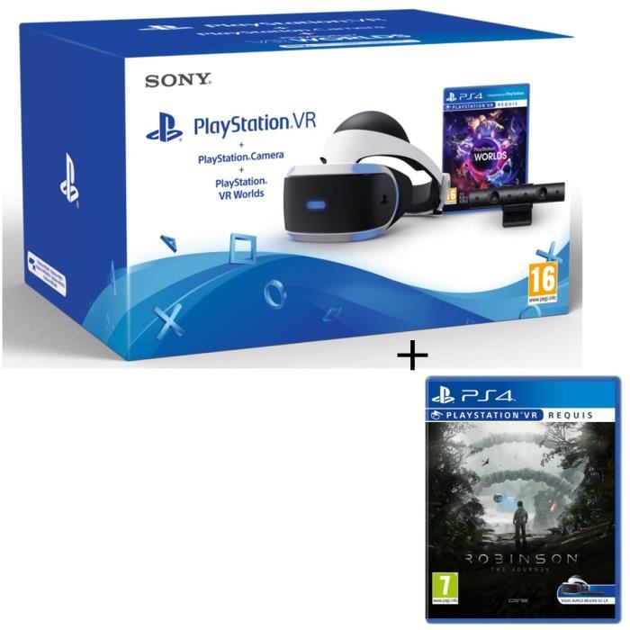 PlayStation VR + PlayStation Caméra + 2 Jeux : VR Worlds + Robinson : The Journey