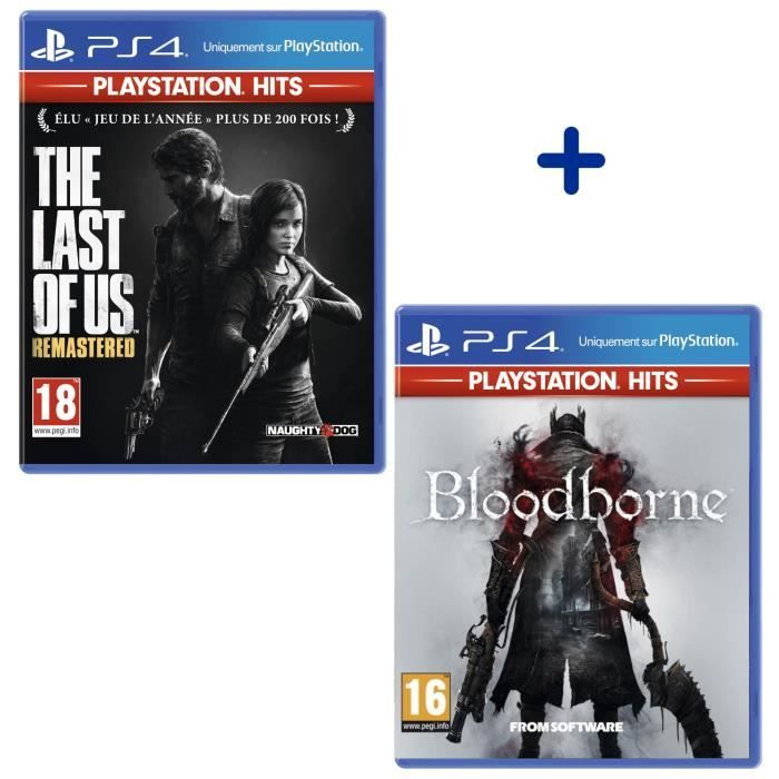Pack 2 Jeux PS4 PlayStation Hits : The Last of Us Remastered + Bloodborne