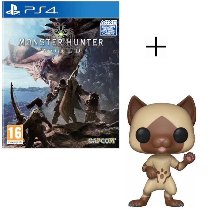 Monster Hunter World Jeu PS4 + Figurine Funko Pop! Monster Hunter : Felyne