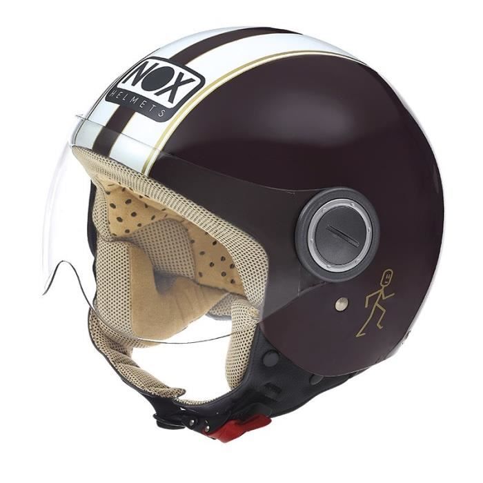 NOX Casque Jet N210 Bordeaux Blanc