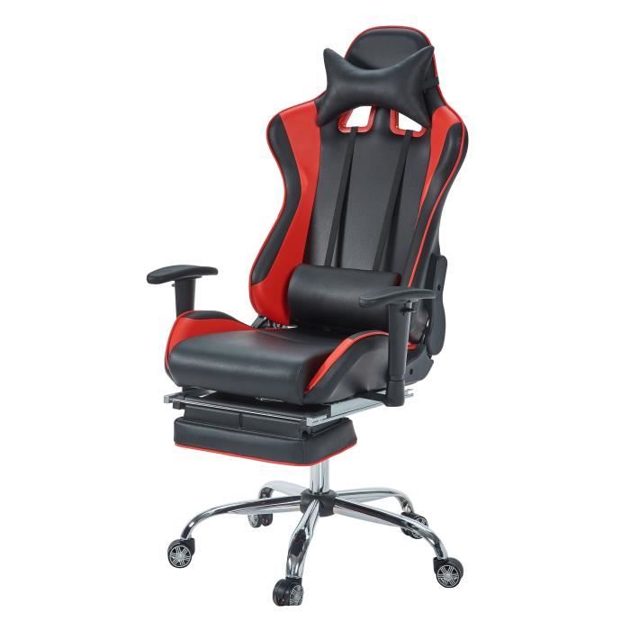 Chaise Gamer Façon Siège Baquet Rallye noir et rouge