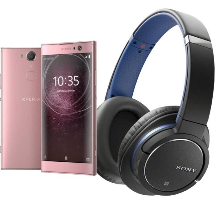 Sony Xperia XA2 Rose + SONY MDRZX770BNLCE7 Casque arceaux Bluetooth