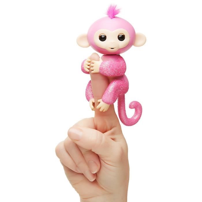FINGERLINGS Bébé Singe Ouistiti Pailleté - Rose