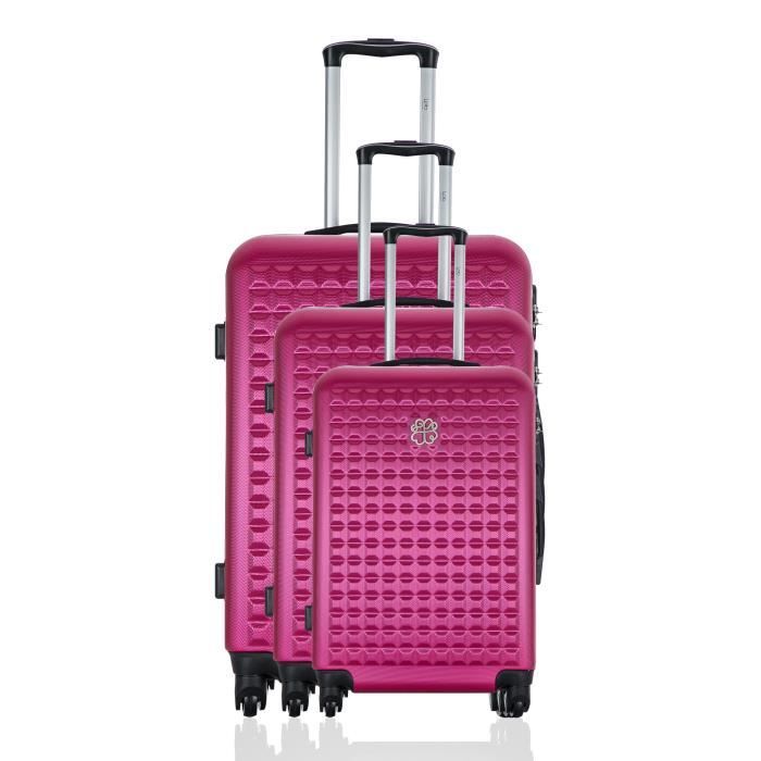 LES P'TITES BOMBES Set de 3 Valises Rigide ABS 4 Roues 50-60-69cm ANOUK Rose