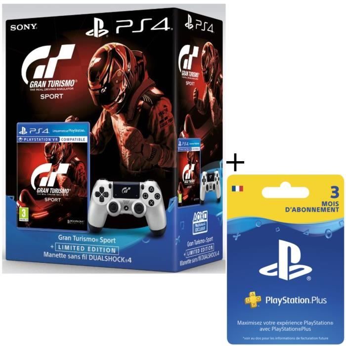 Gran Turismo Sport + Manette GT Sport + Abonnement PlayStation Plus 3 Mois + Qui-es-tu ? (Jeu PlayLink à télécharger)