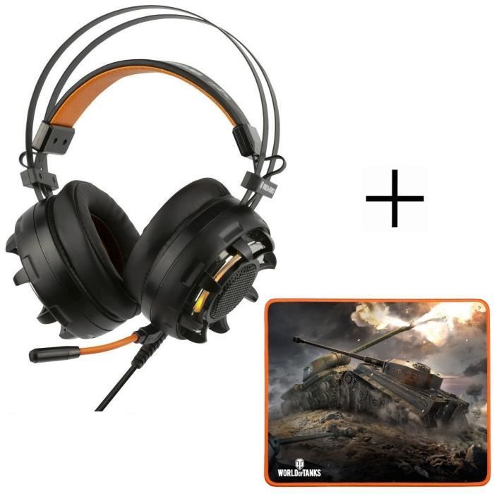 Casque Gaming PC GH-60 + tapis de Souris MP-10 Gamer Konix World Of Tanks